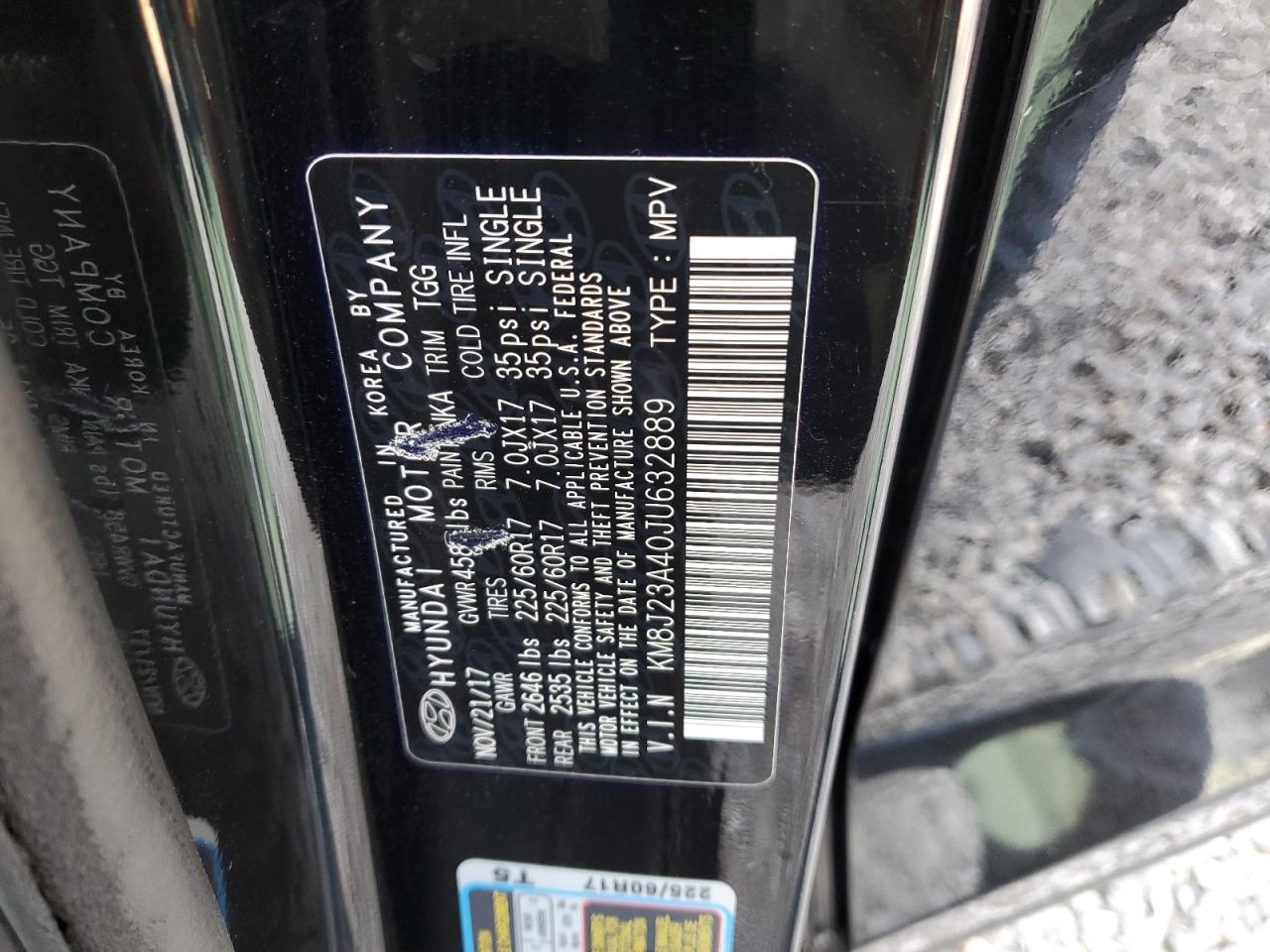 2018 Hyundai Tucson Se VIN: KM8J23A40JU632889 Lot: 68474024