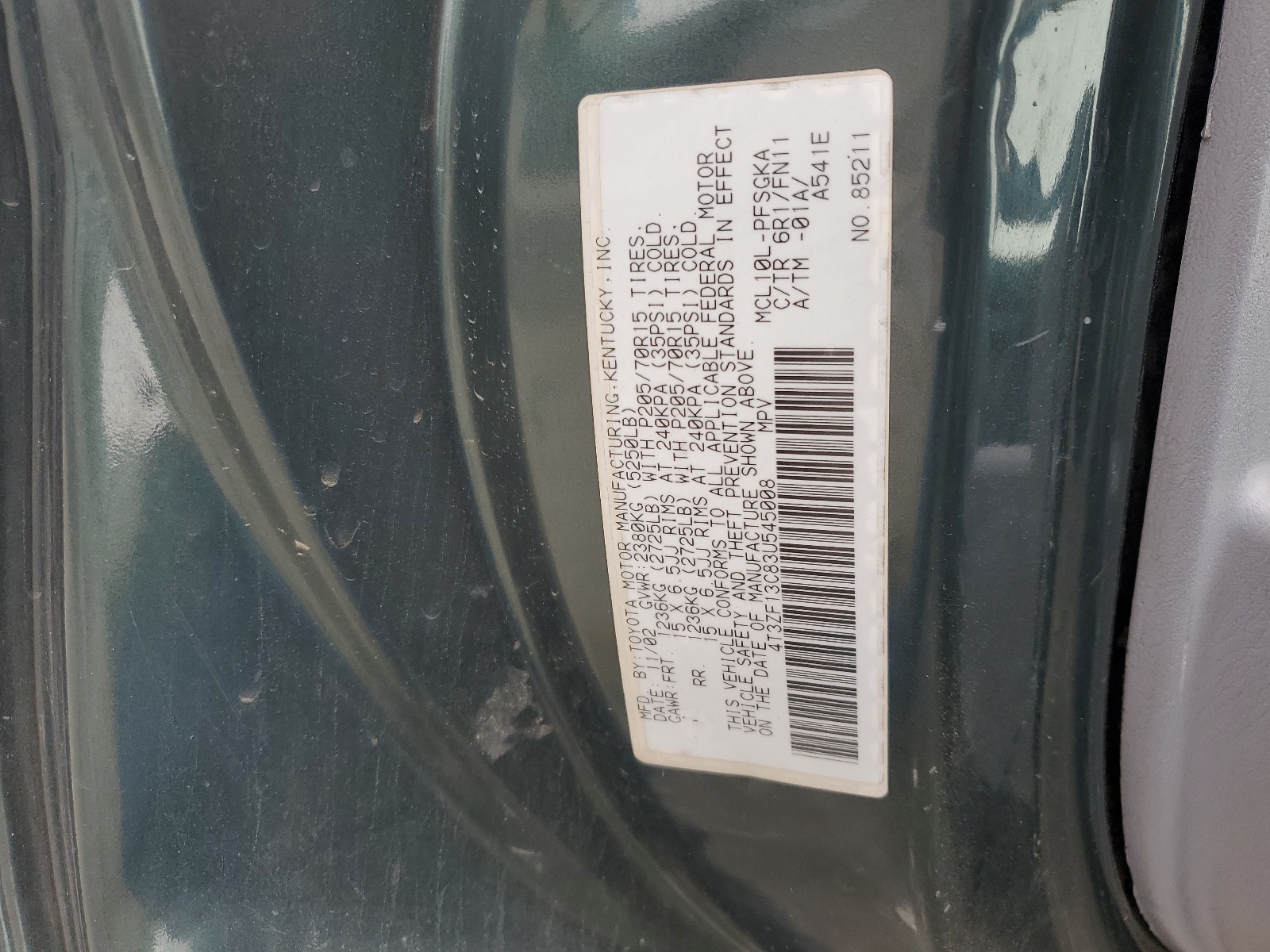 4T3ZF13C83U545008 2003 Toyota Sienna Le