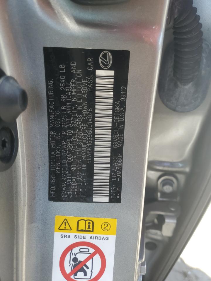 2016 Lexus Es 350 VIN: 58ABK1GG9GU014076 Lot: 69233744