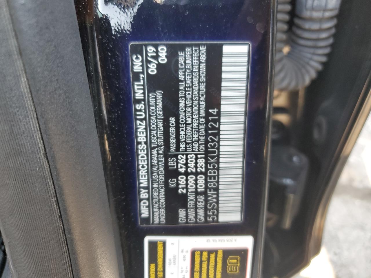 55SWF8EB5KU321214 2019 MERCEDES-BENZ C CLASS - Image 12