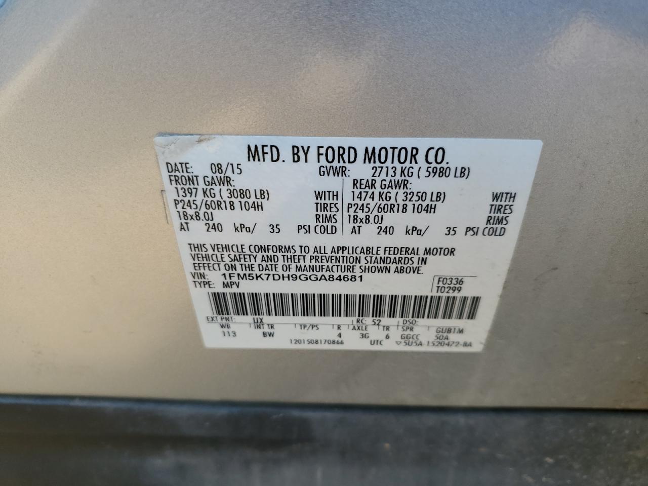 1FM5K7DH9GGA84681 2016 FORD EXPLORER - Image 13