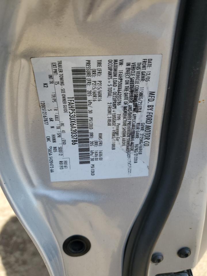 1FAHP53UX6A203786 2006 Ford Taurus Se