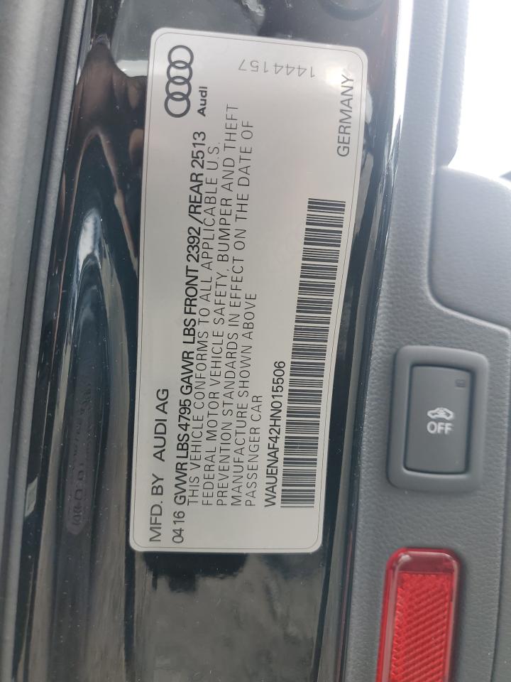 2017 Audi A4 Premium Plus VIN: WAUENAF42HN015506 Lot: 66733234