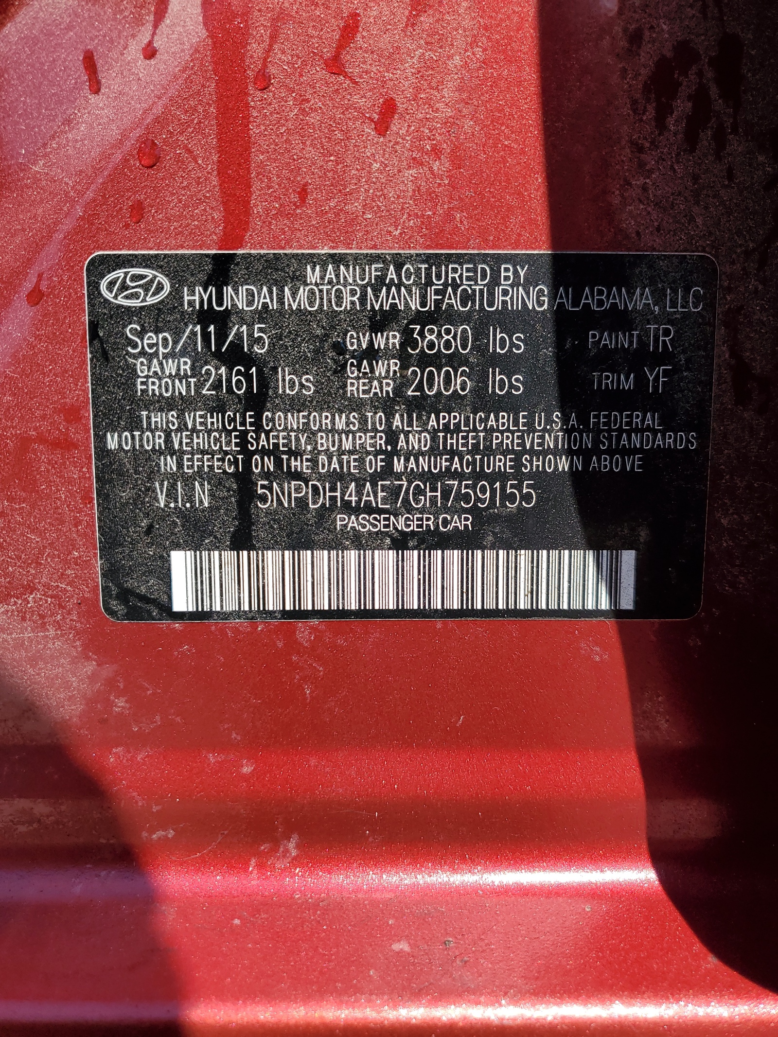 5NPDH4AE7GH759155 2016 Hyundai Elantra Se