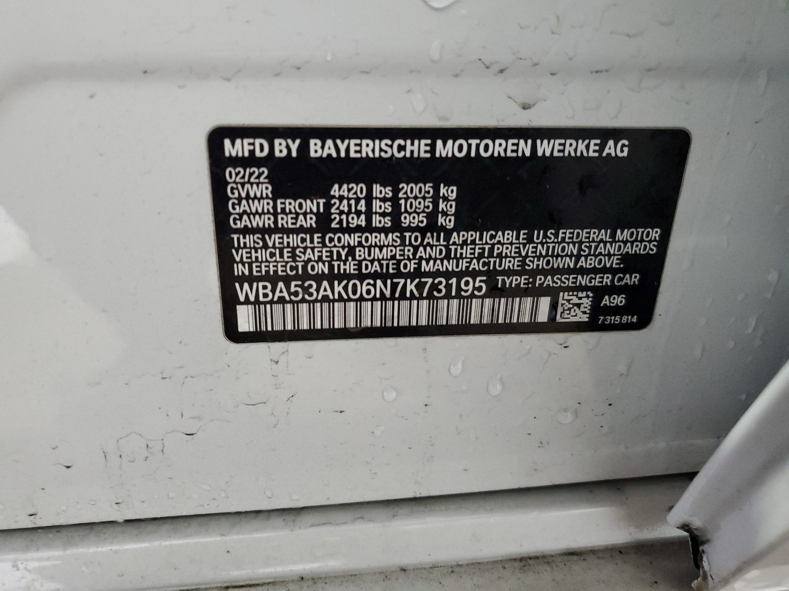 WBA53AK06N7K73195 2022 BMW 228I