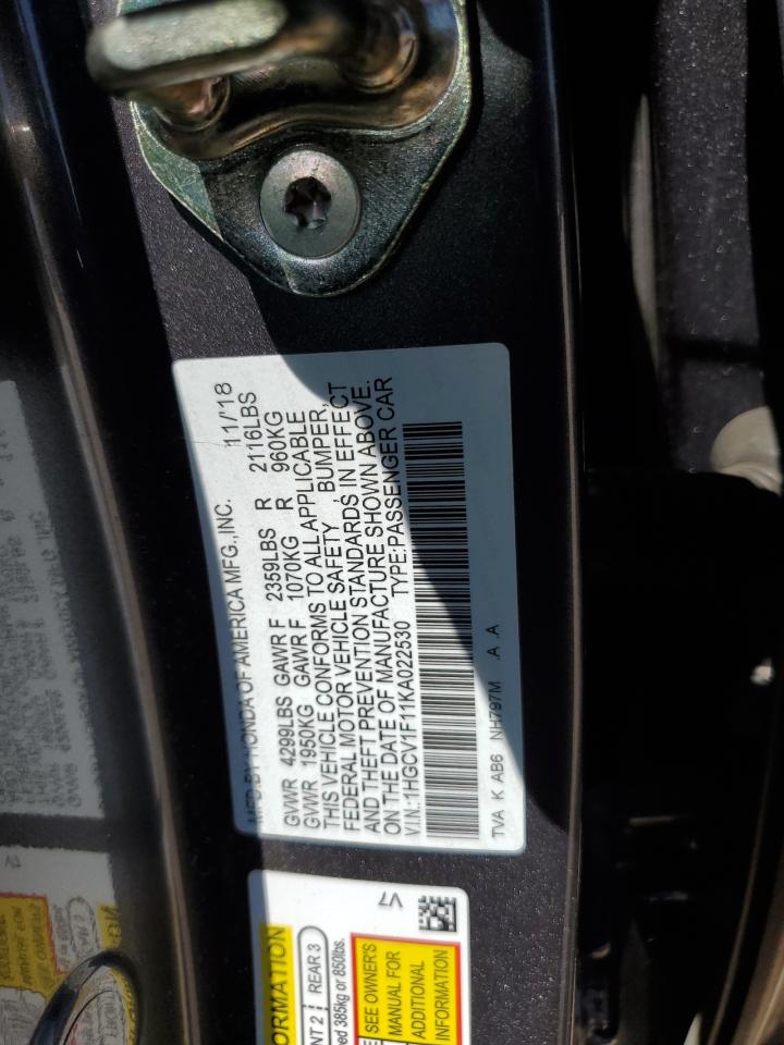 1HGCV1F11KA022530 2019 Honda Accord Lx