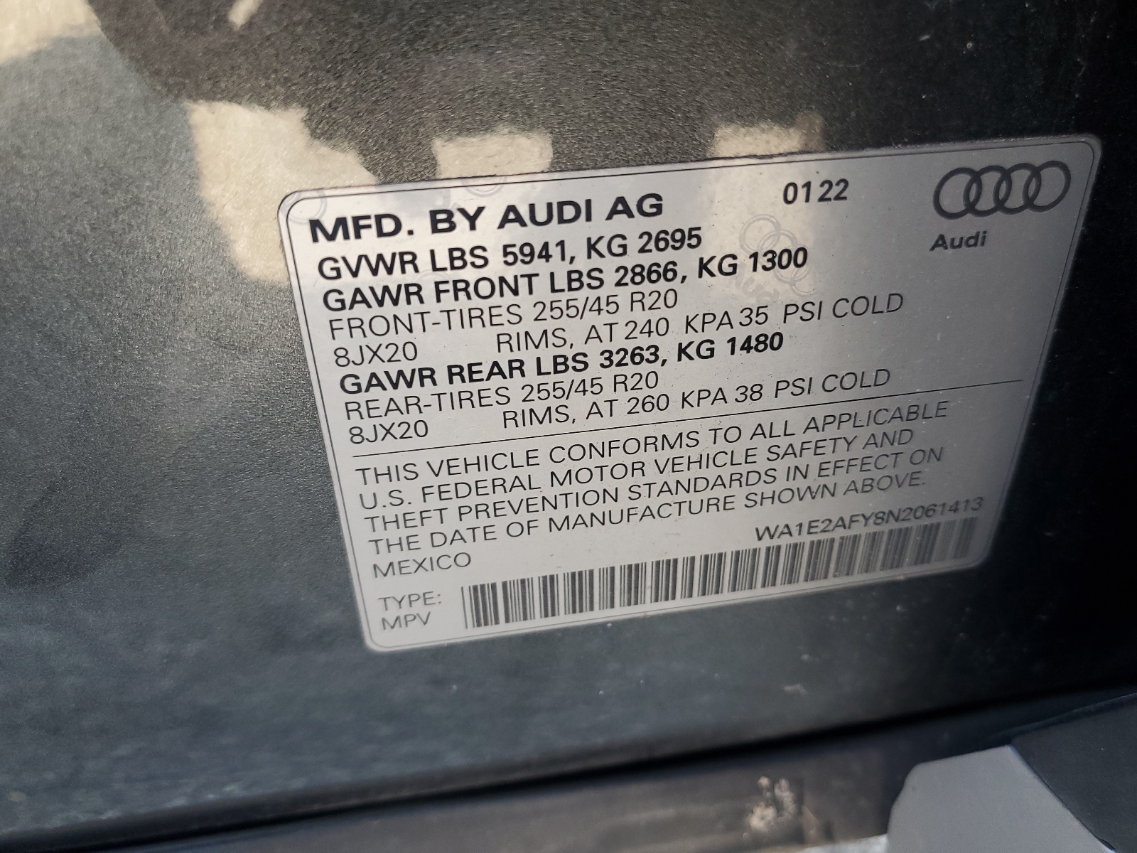 WA1E2AFY8N2061413 2022 Audi Q5 E Premium Plus 55