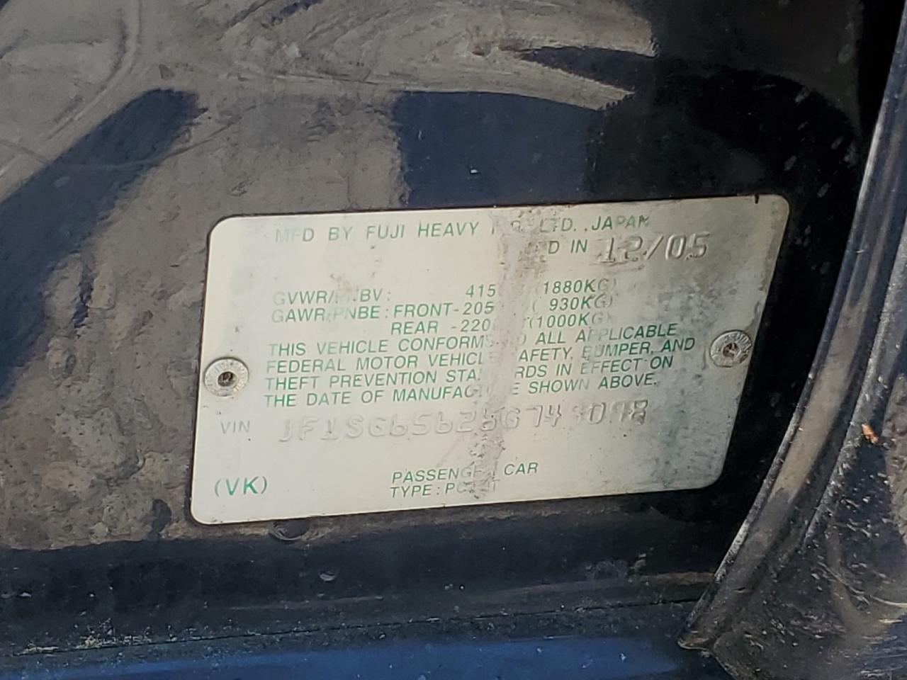 2006 Subaru Forester 2.5X Premium VIN: JF1SG65626G749098 Lot: 65340724