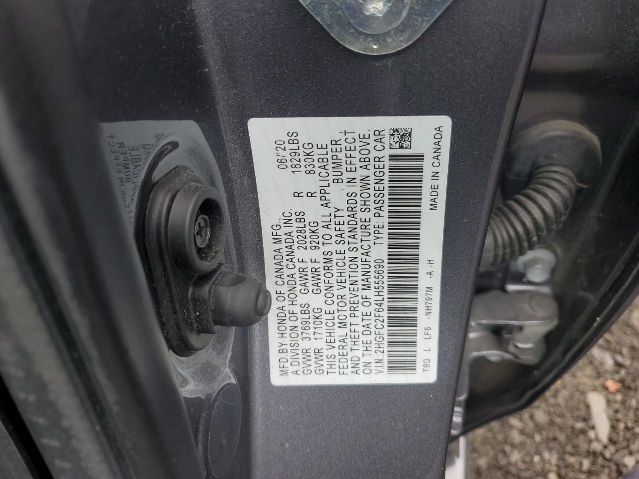 2020 Honda Civic Lx VIN: 2HGFC2F64LH555690 Lot: 69305284