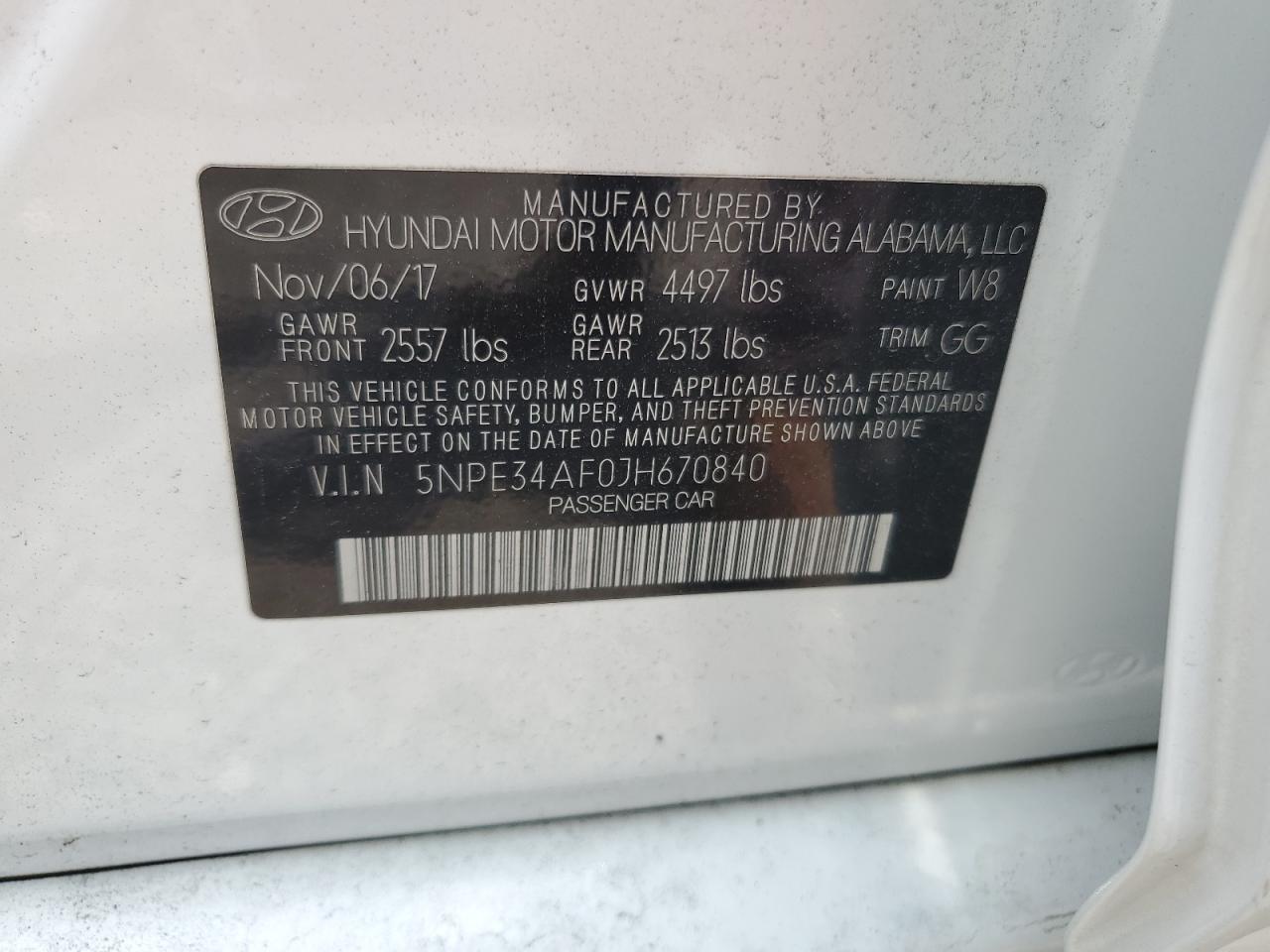 5NPE34AF0JH670840 2018 Hyundai Sonata Sport