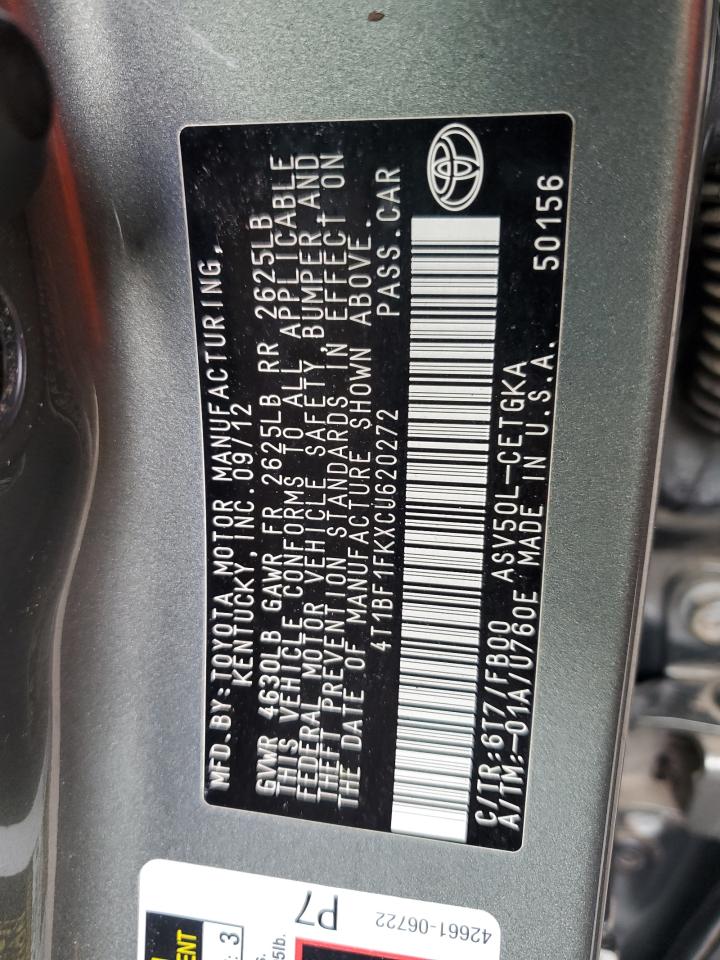 4T1BF1FKXCU620272 2012 Toyota Camry Base