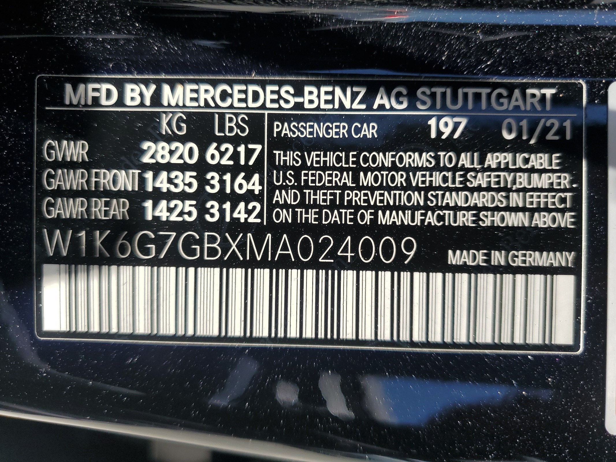 W1K6G7GBXMA024009 2021 Mercedes-Benz S 580 4Matic