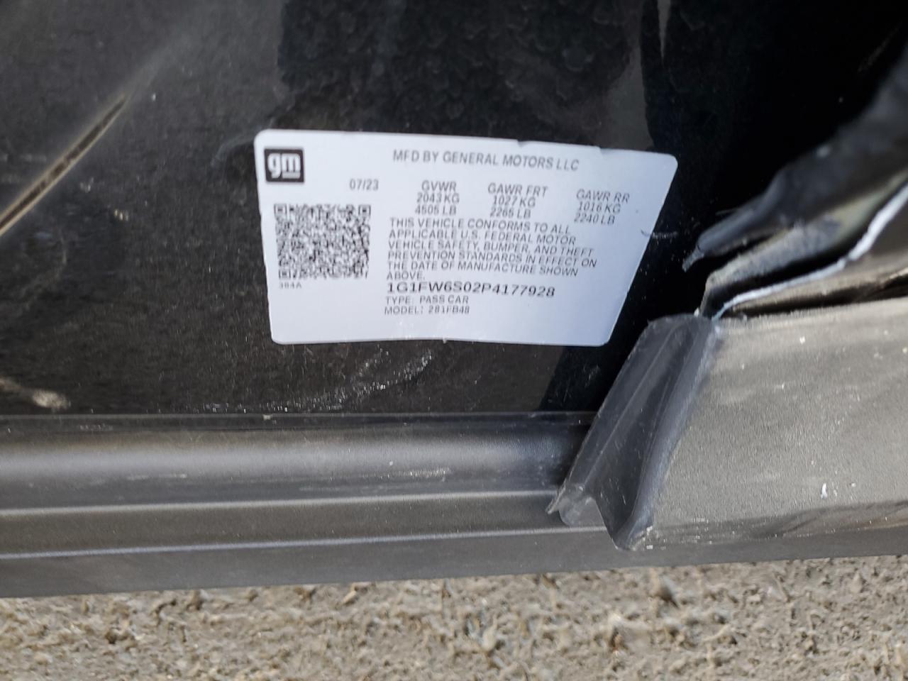 2023 Chevrolet Bolt Ev 1Lt VIN: 1G1FW6S02P4177928 Lot: 66561634