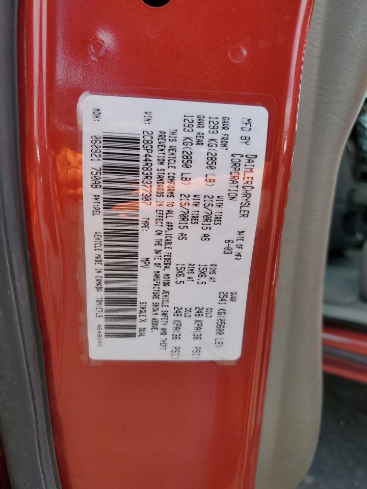 2003 Chrysler Town & Country Lx VIN: 2C8GP44R83R377307 Lot: 65522804