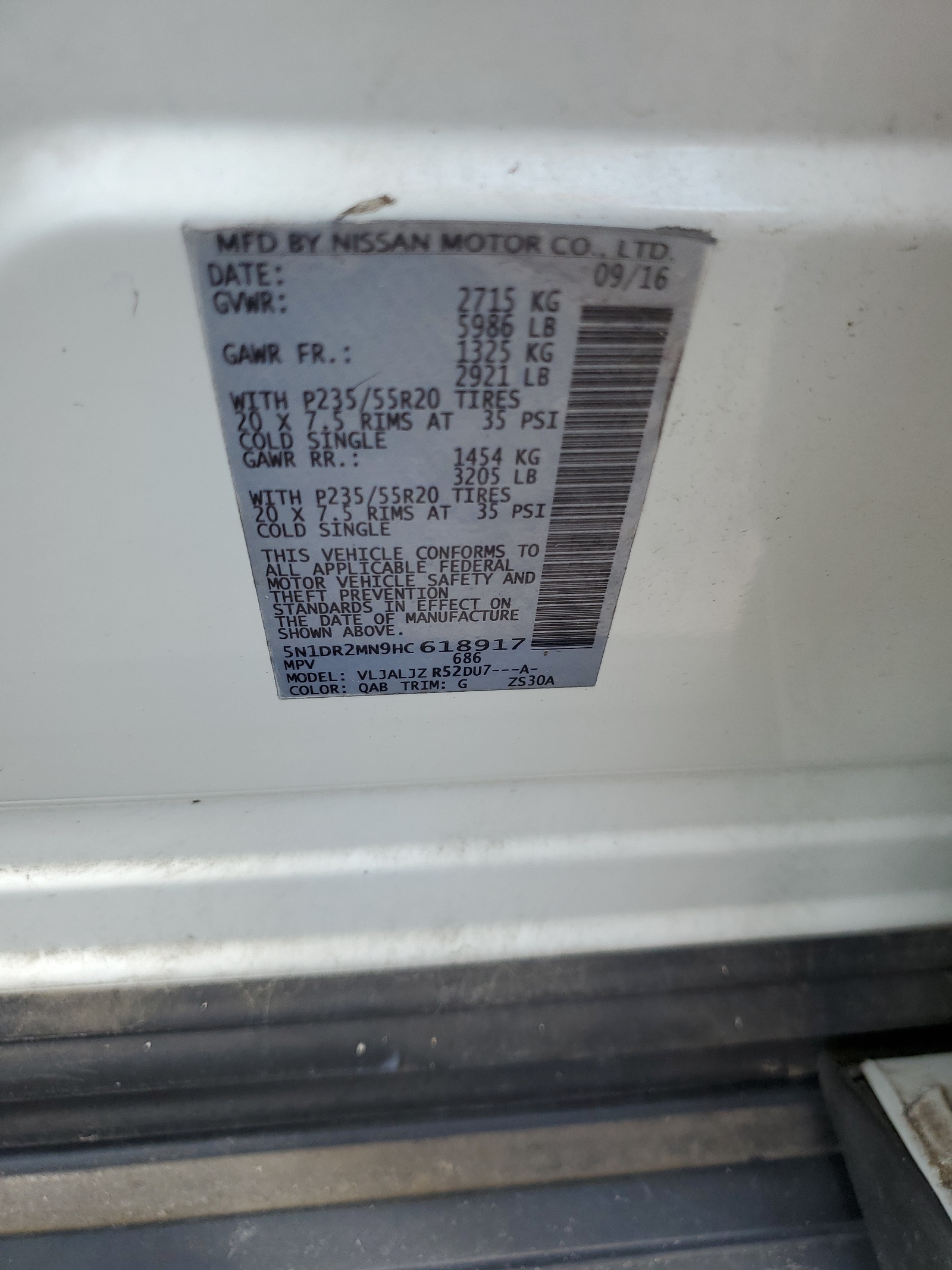 5N1DR2MN9HC618917 2017 Nissan Pathfinder S