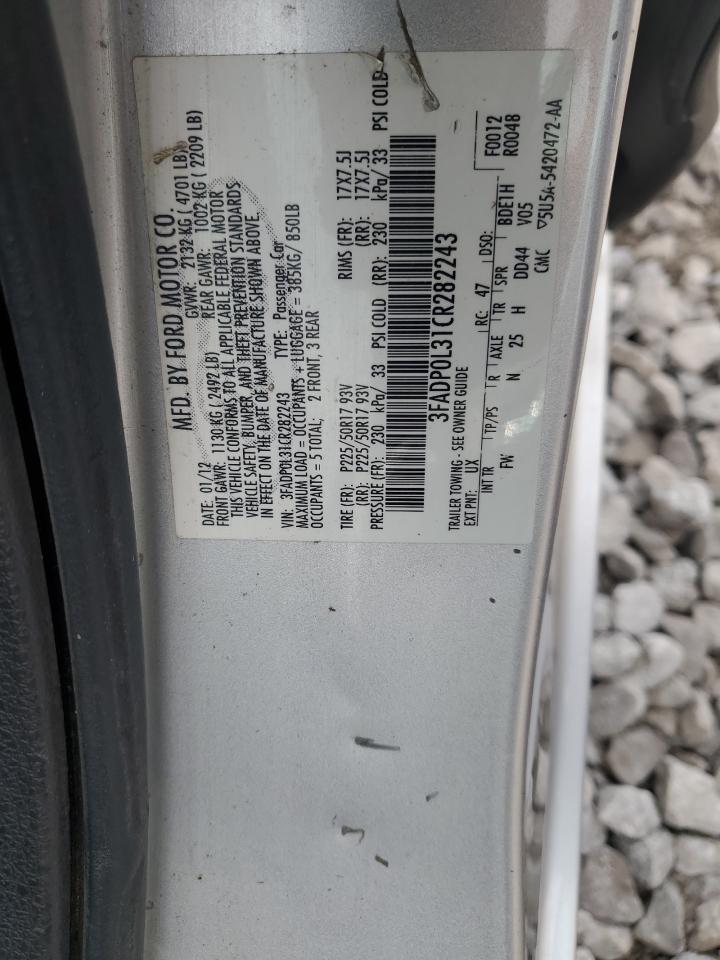 2012 Ford Fusion Hybrid VIN: 3FADP0L31CR282243 Lot: 66659954