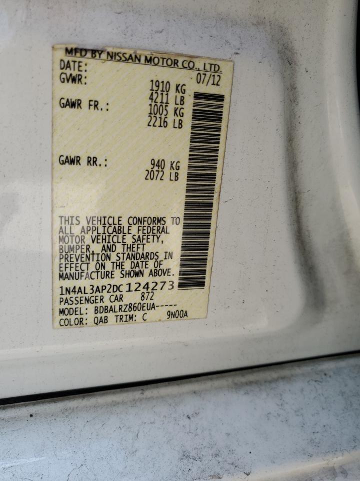 2013 Nissan Altima 2.5 VIN: 1N4AL3AP2DC124273 Lot: 67265734