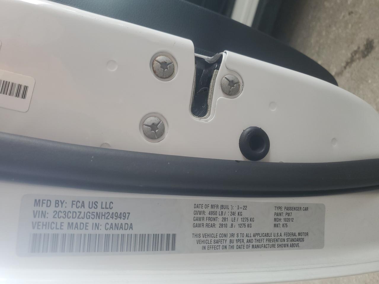 2022 Dodge Challenger Gt VIN: 2C3CDZJG5NH249497 Lot: 66561554