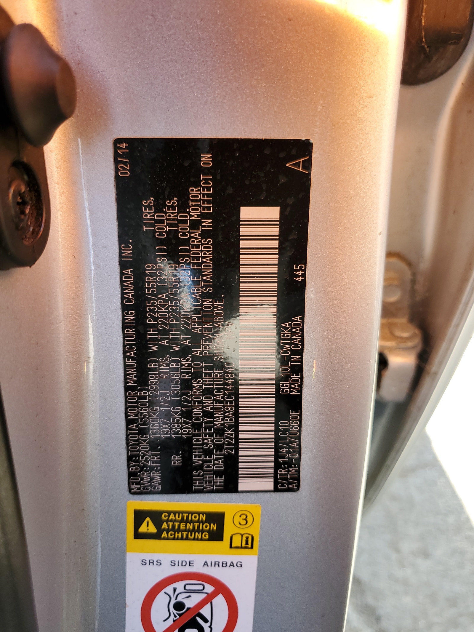 2T2ZK1BA8EC144840 2014 Lexus Rx 350