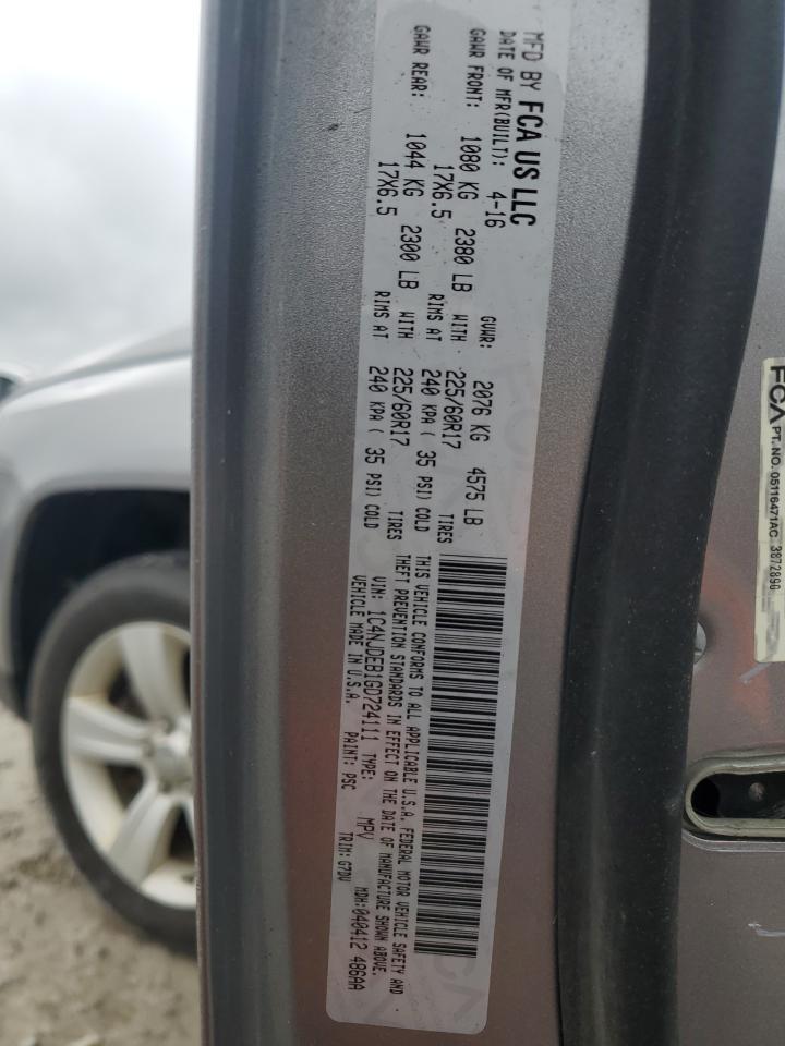 2016 Jeep Compass Latitude VIN: 1C4NJDEB1GD724111 Lot: 67843944