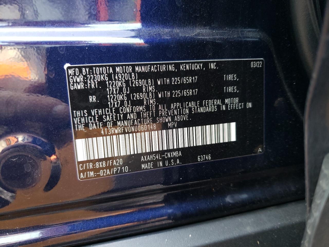 2022 Toyota Rav4 Xle VIN: 4T3RWRFV0NU060148 Lot: 67763524