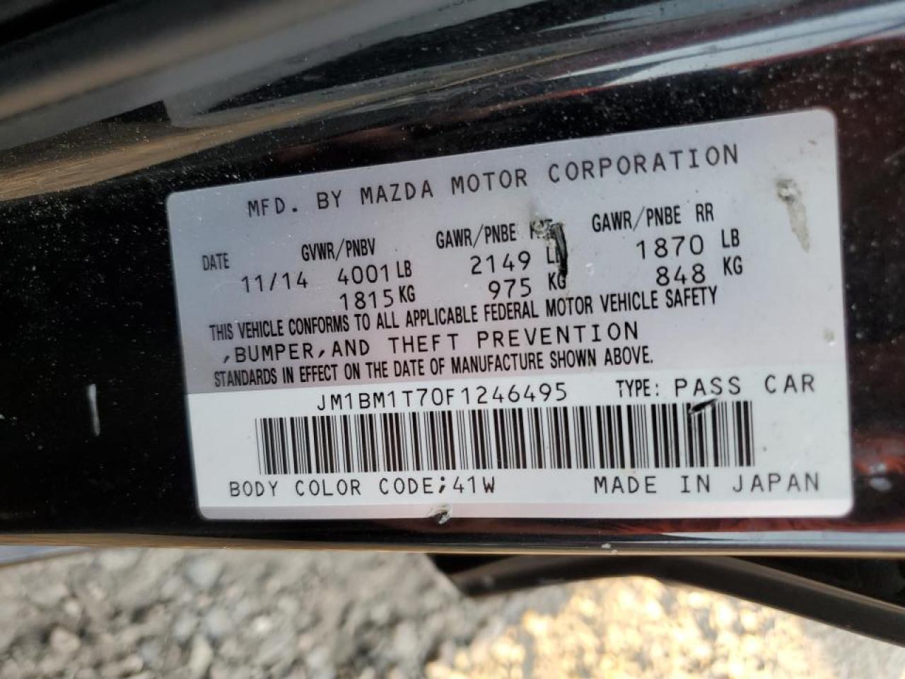 2015 Mazda 3 Sv VIN: JM1BM1T70F1246495 Lot: 67958954