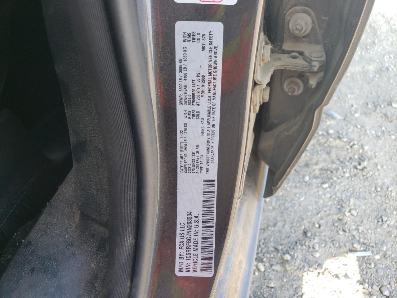 2022 Ram 1500 Big Horn/Lone Star VIN: 1C6RRFBG7NN263534 Lot: 68667924