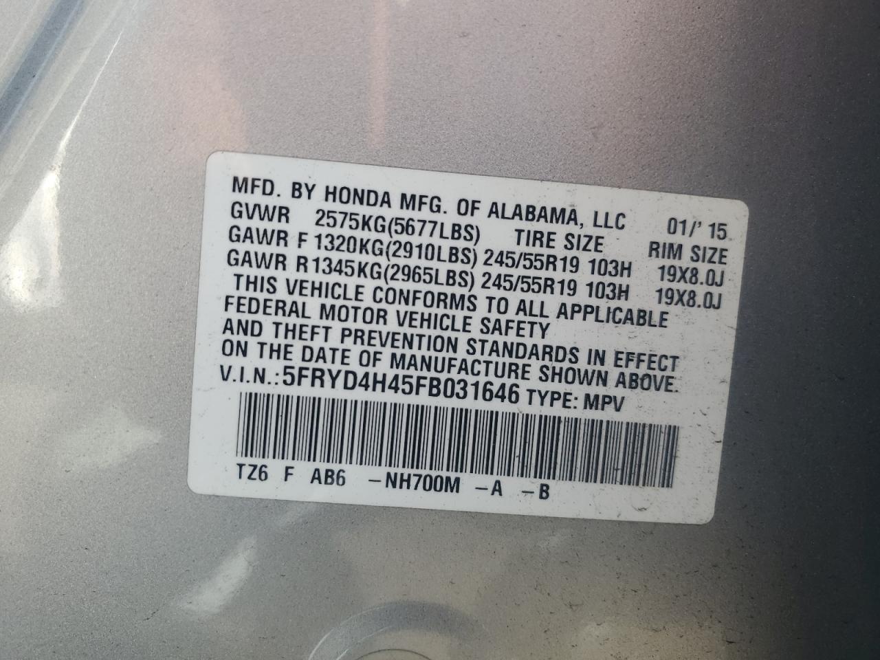 5FRYD4H45FB031646 2015 Acura Mdx Technology