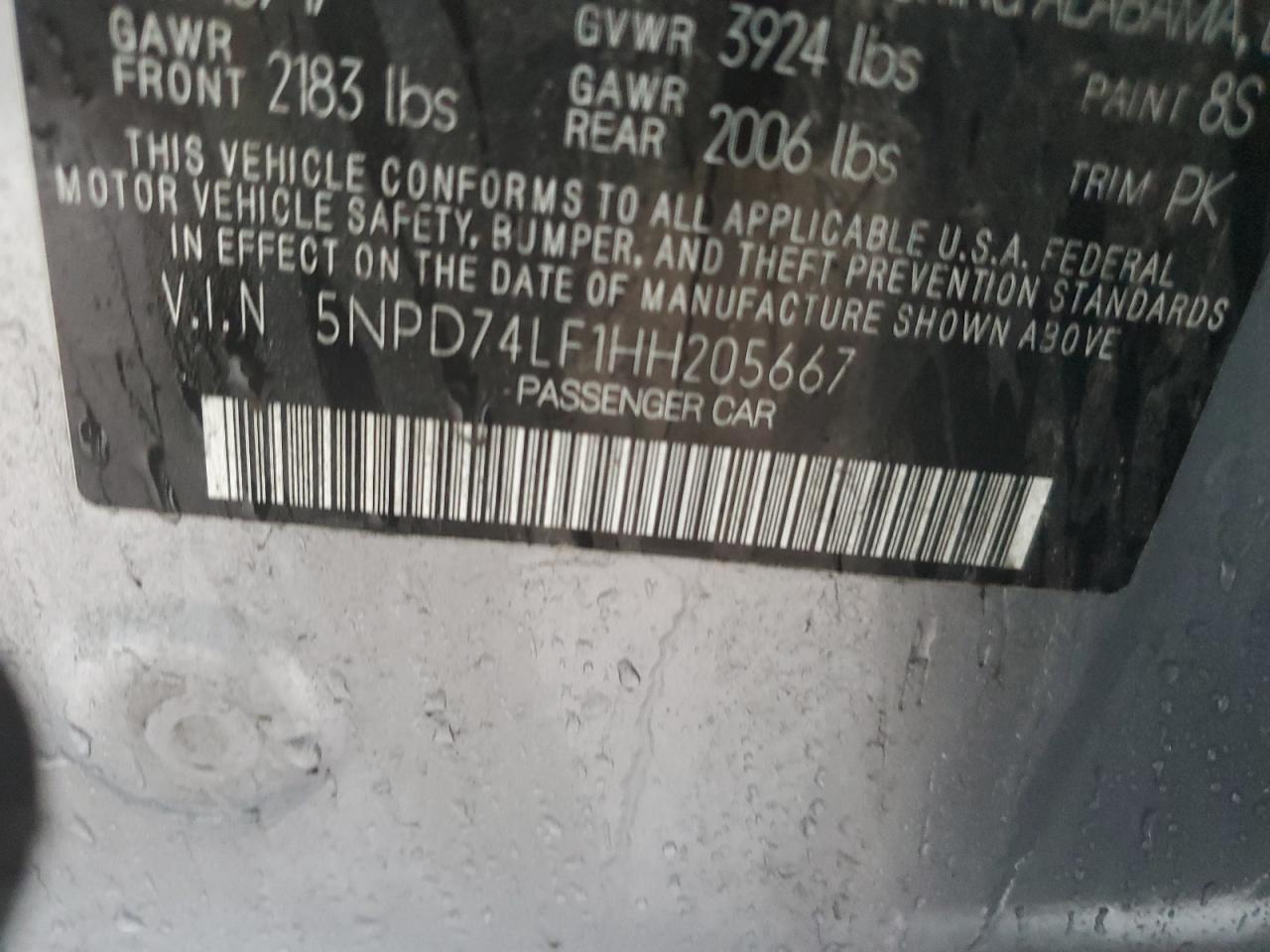 2017 Hyundai Elantra Se VIN: 5NPD74LF1HH205667 Lot: 66803614