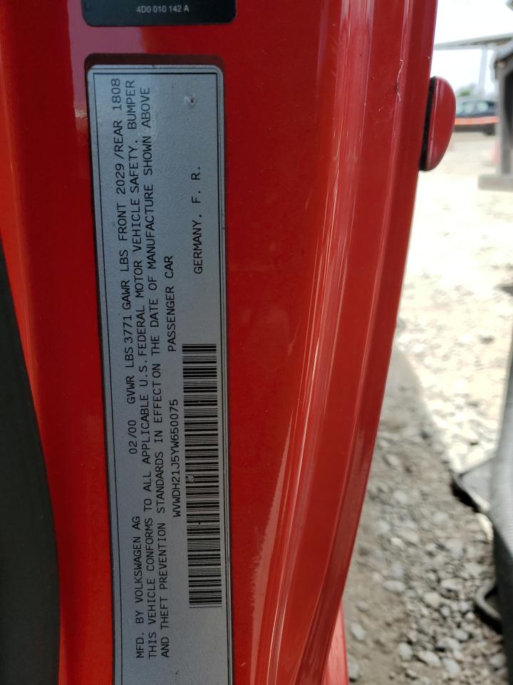 2000 Volkswagen Gti Gls VIN: WVWDH21J5YW650075 Lot: 66439564