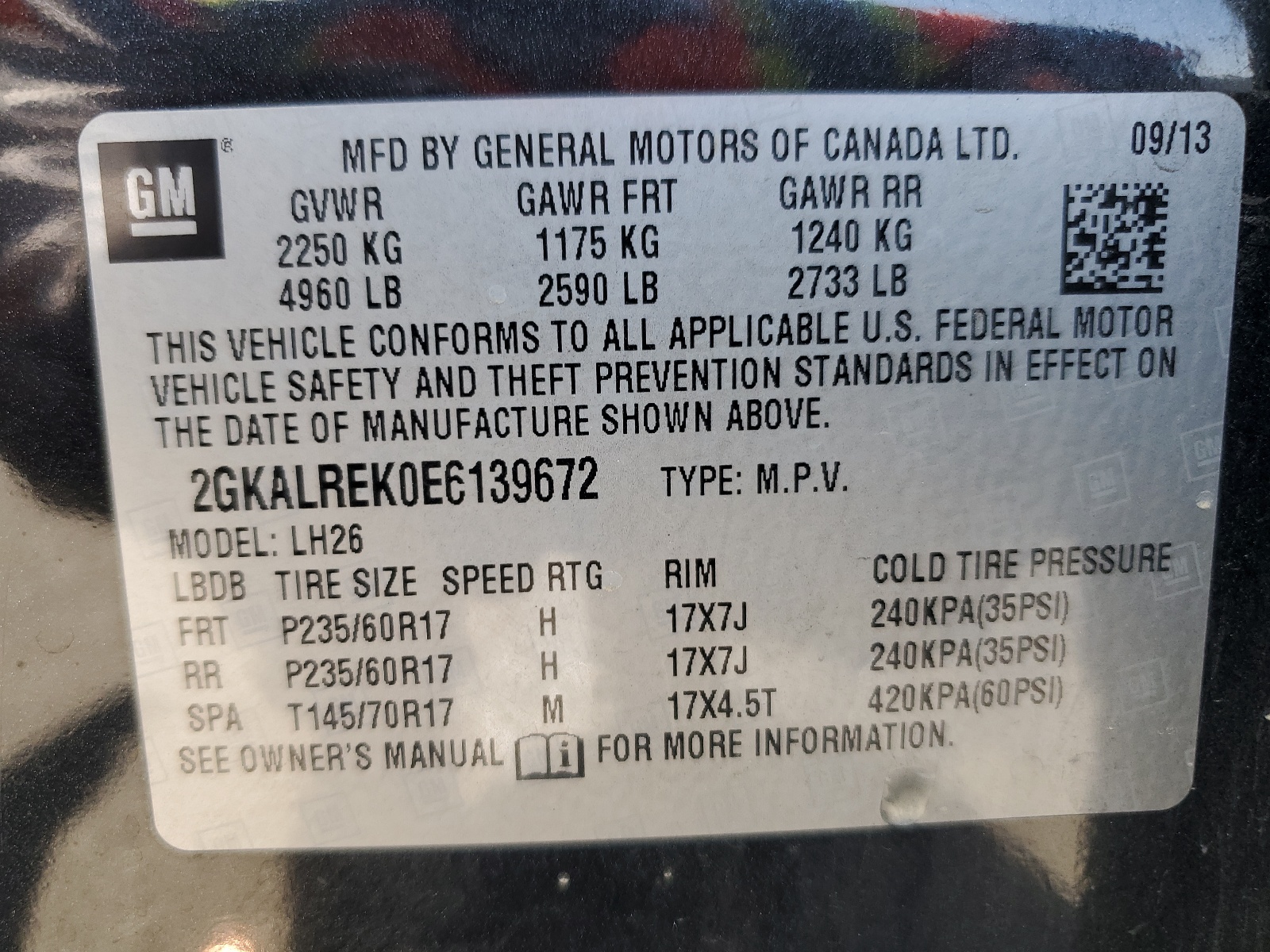 2014 GMC Terrain Sle vin: 2GKALREK0E6139672