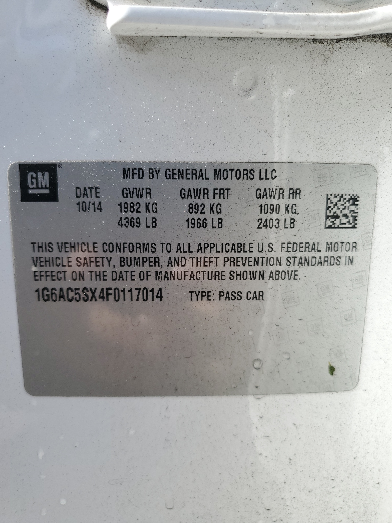 1G6AC5SX4F0117014 2015 Cadillac Ats Performance