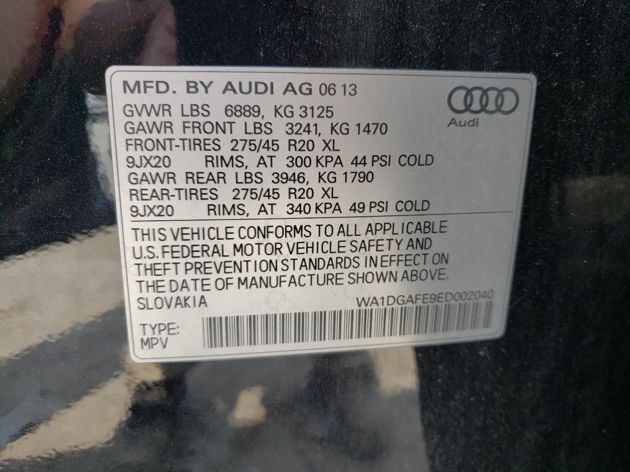 2014 Audi Q7 Prestige VIN: WA1DGAFE9ED002040 Lot: 67573934