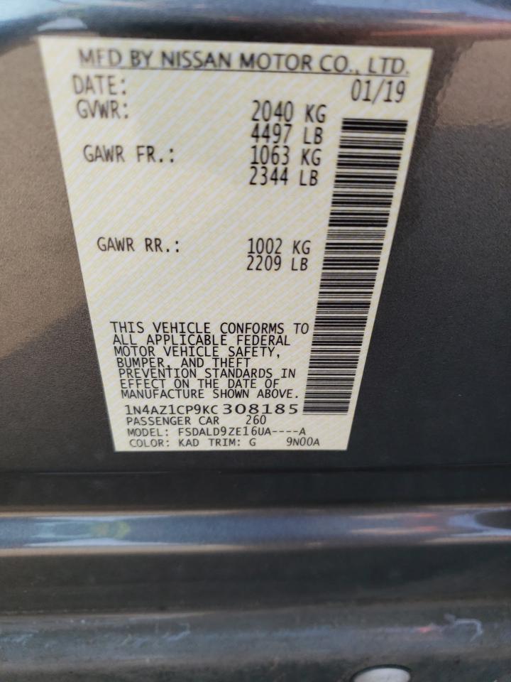 2019 Nissan Leaf S VIN: 1N4AZ1CP9KC308185 Lot: 65705184