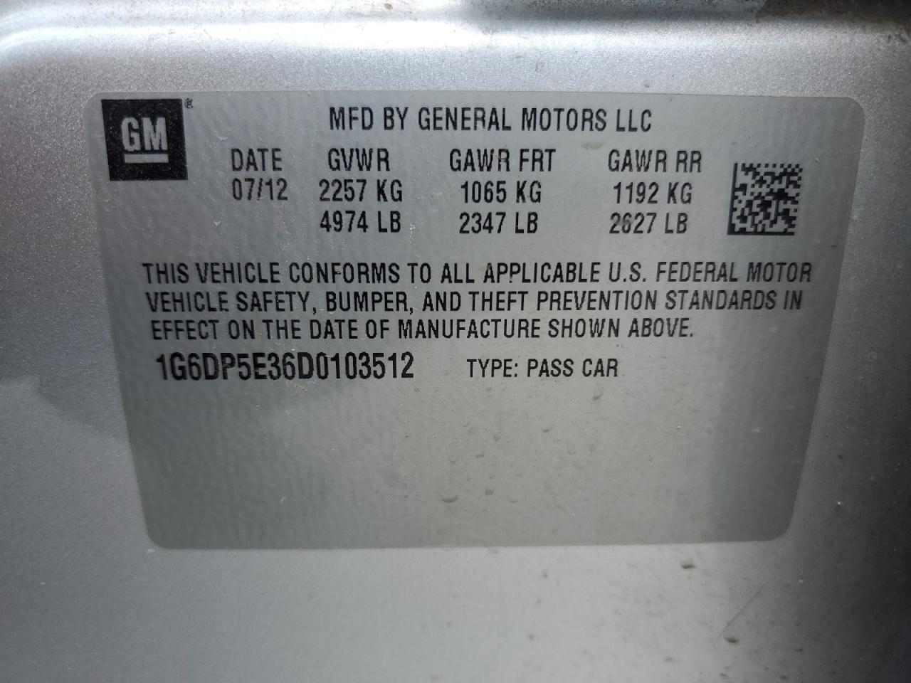 2013 Cadillac Cts Premium Collection VIN: 1G6DP5E36D0103512 Lot: 65475034