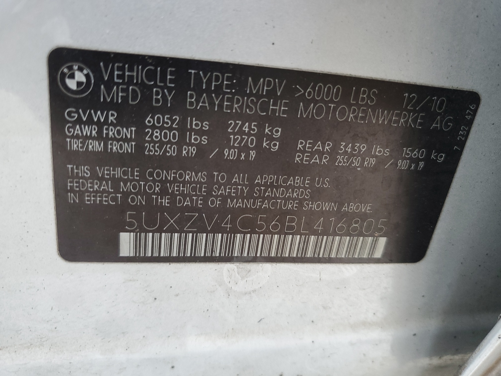 5UXZV4C56BL416805 2011 BMW X5 xDrive35I