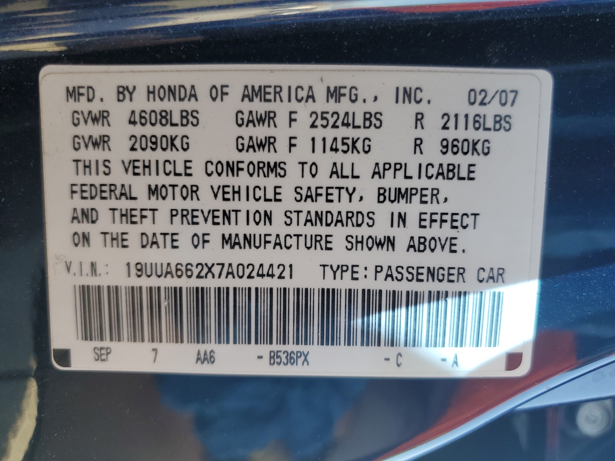 19UUA662X7A024421 2007 Acura Tl