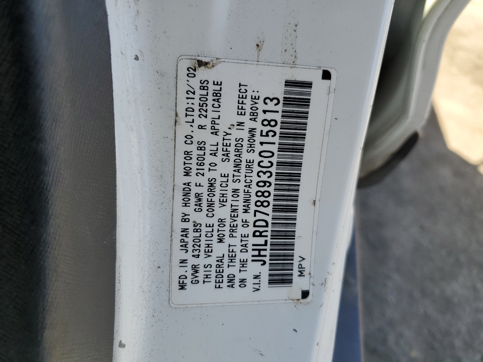 JHLRD78893C015813 2003 Honda Cr-V Ex