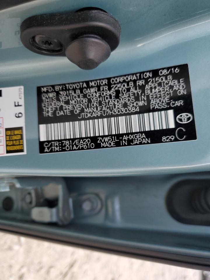 2017 Toyota Prius VIN: JTDKARFU7H3030384 Lot: 66441914