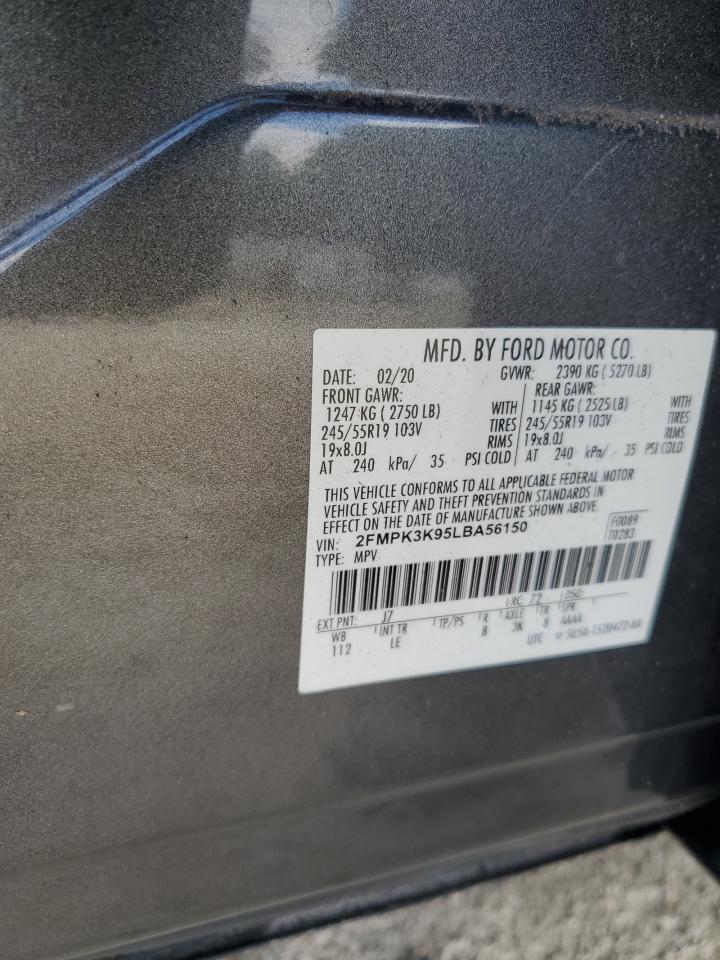 2020 Ford Edge Titanium VIN: 2FMPK3K95LBA56150 Lot: 66918964