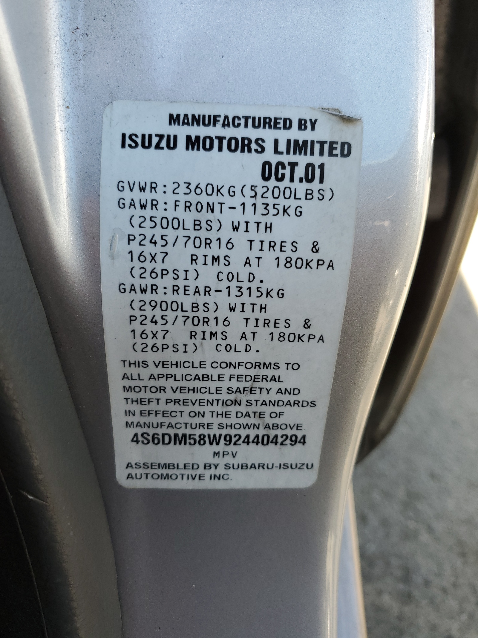 4S6DM58W924404294 2002 Honda Passport Ex
