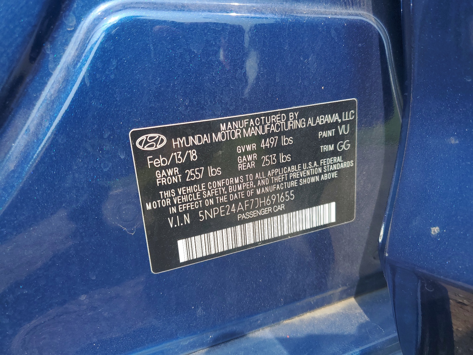 5NPE24AF7JH691655 2018 Hyundai Sonata Se