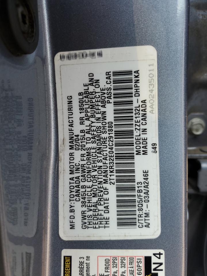 2004 Toyota Corolla Matrix Xr VIN: 2T1KR32E04C291880 Lot: 66509304