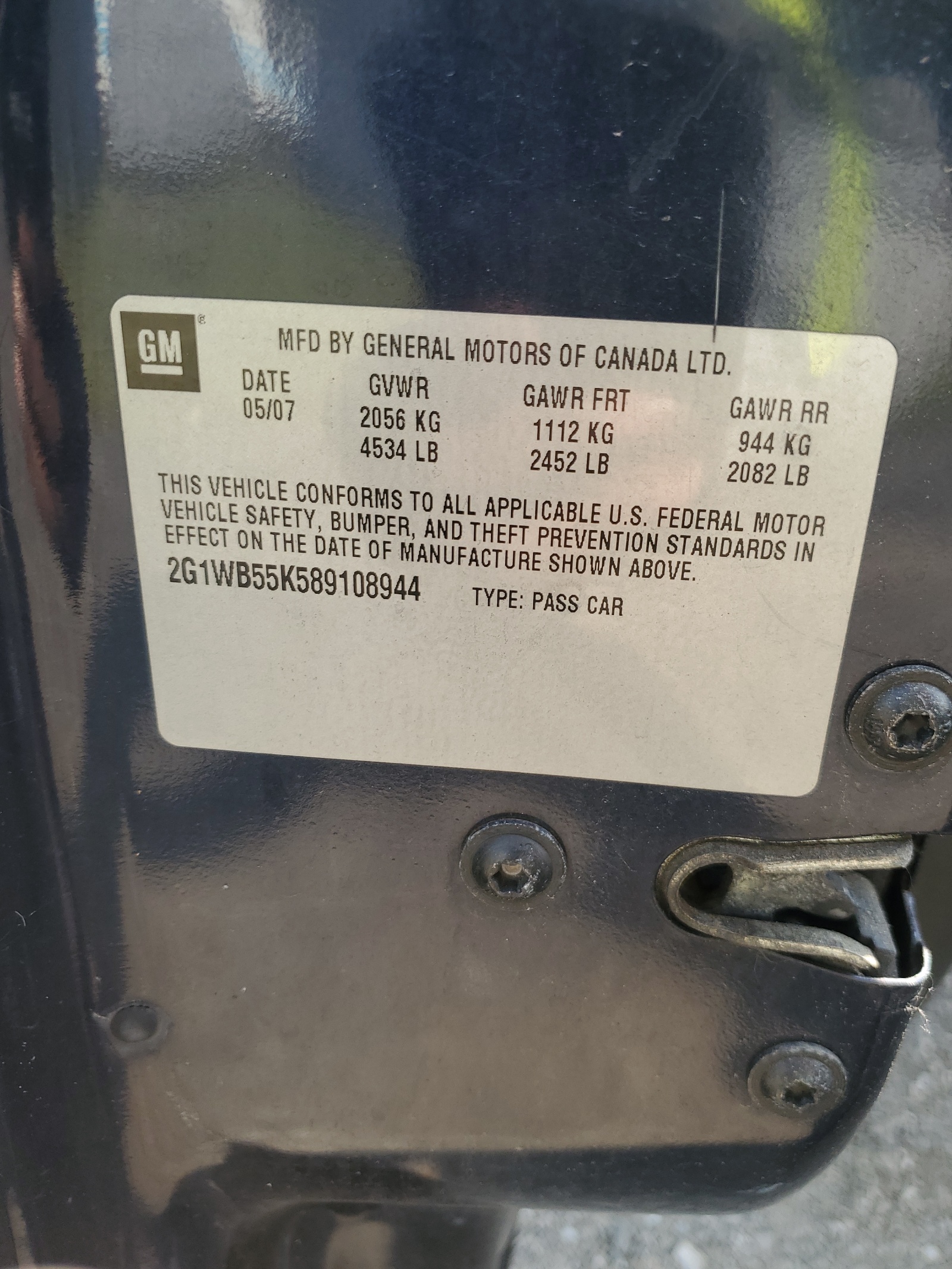 2G1WB55K589108944 2008 Chevrolet Impala Ls