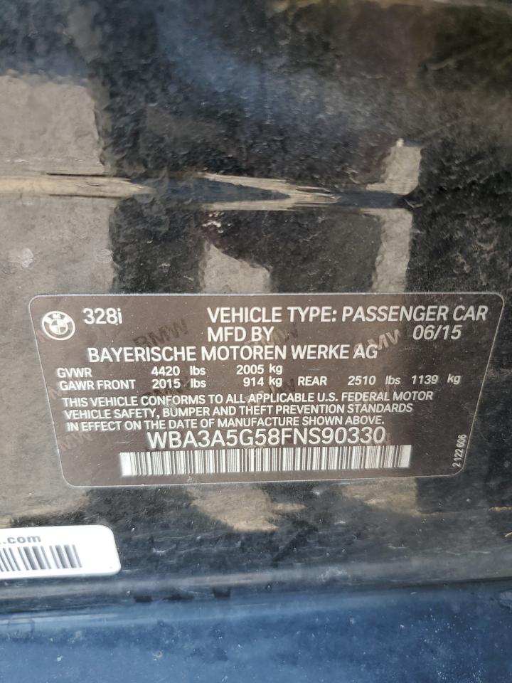 2015 BMW 328 I VIN: WBA3A5G58FNS90330 Lot: 65324534