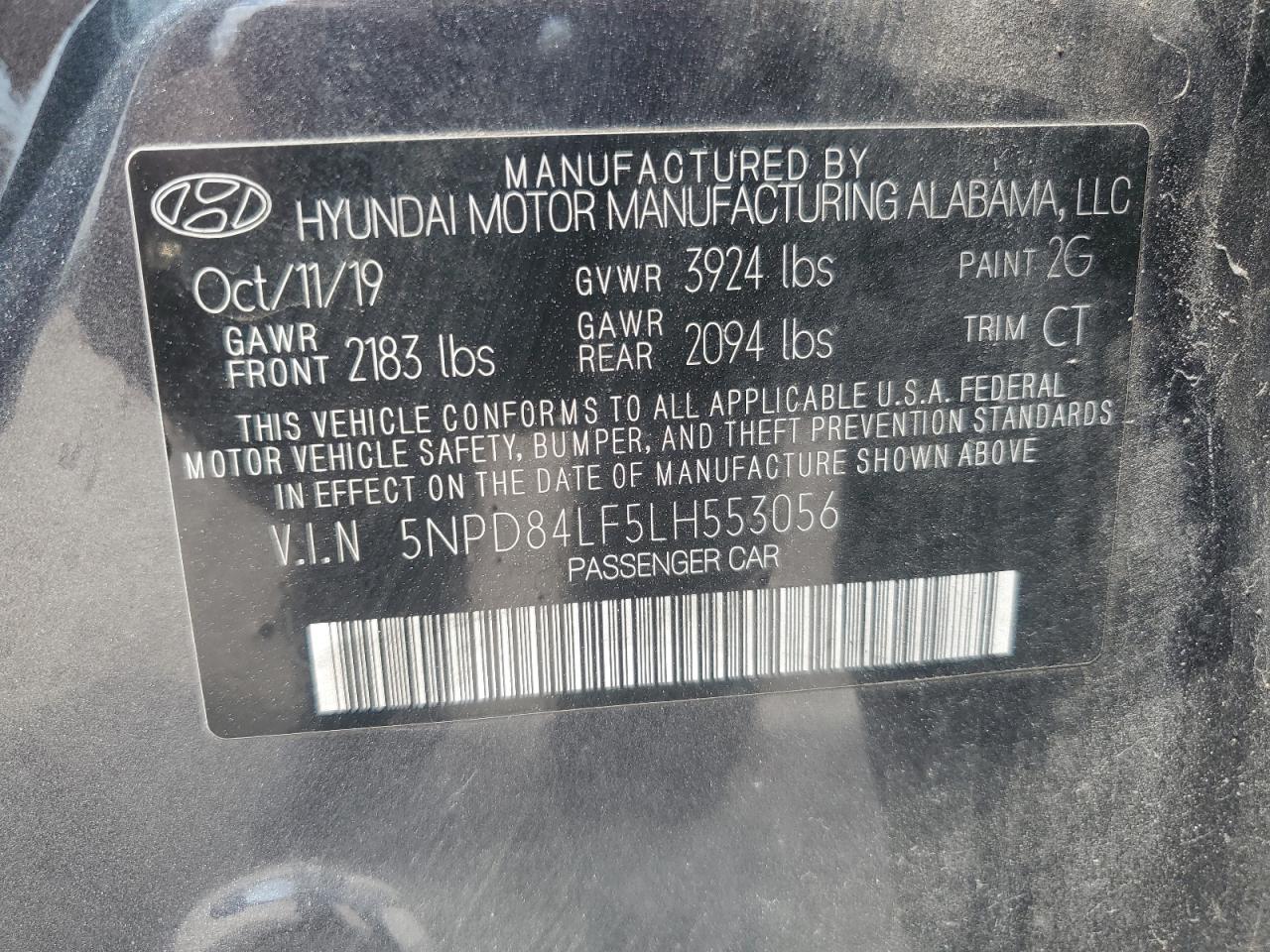 2020 Hyundai Elantra Sel VIN: 5NPD84LF5LH553056 Lot: 67882294