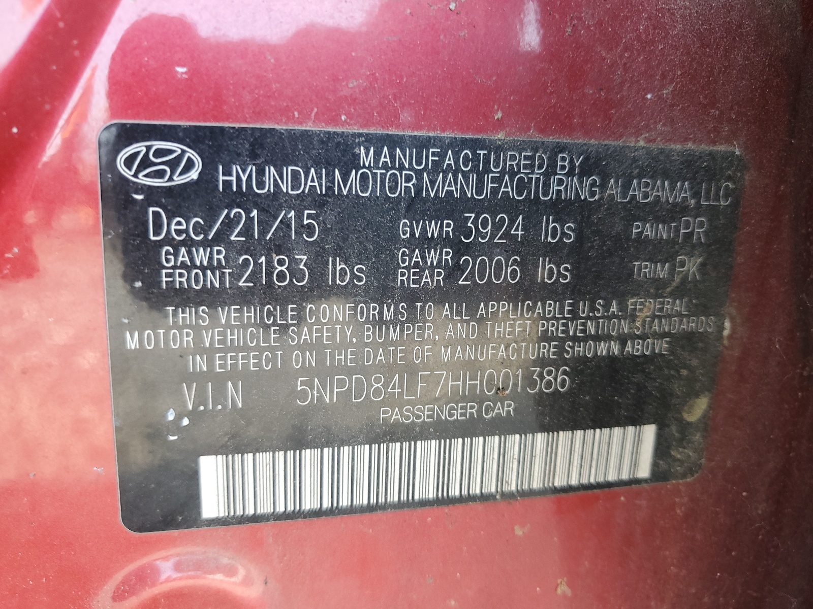 5NPD84LF7HH001386 2017 Hyundai Elantra Se