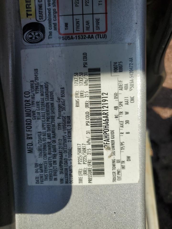 2010 Ford Fusion Se VIN: 3FAHP0HA6AR121912 Lot: 65525854