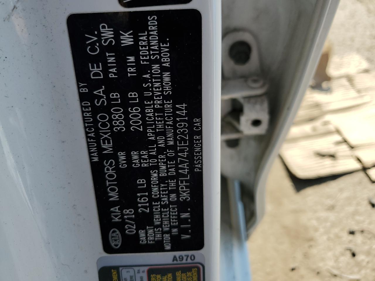 2018 Kia Forte Lx VIN: 3KPFL4A74JE239144 Lot: 66956304