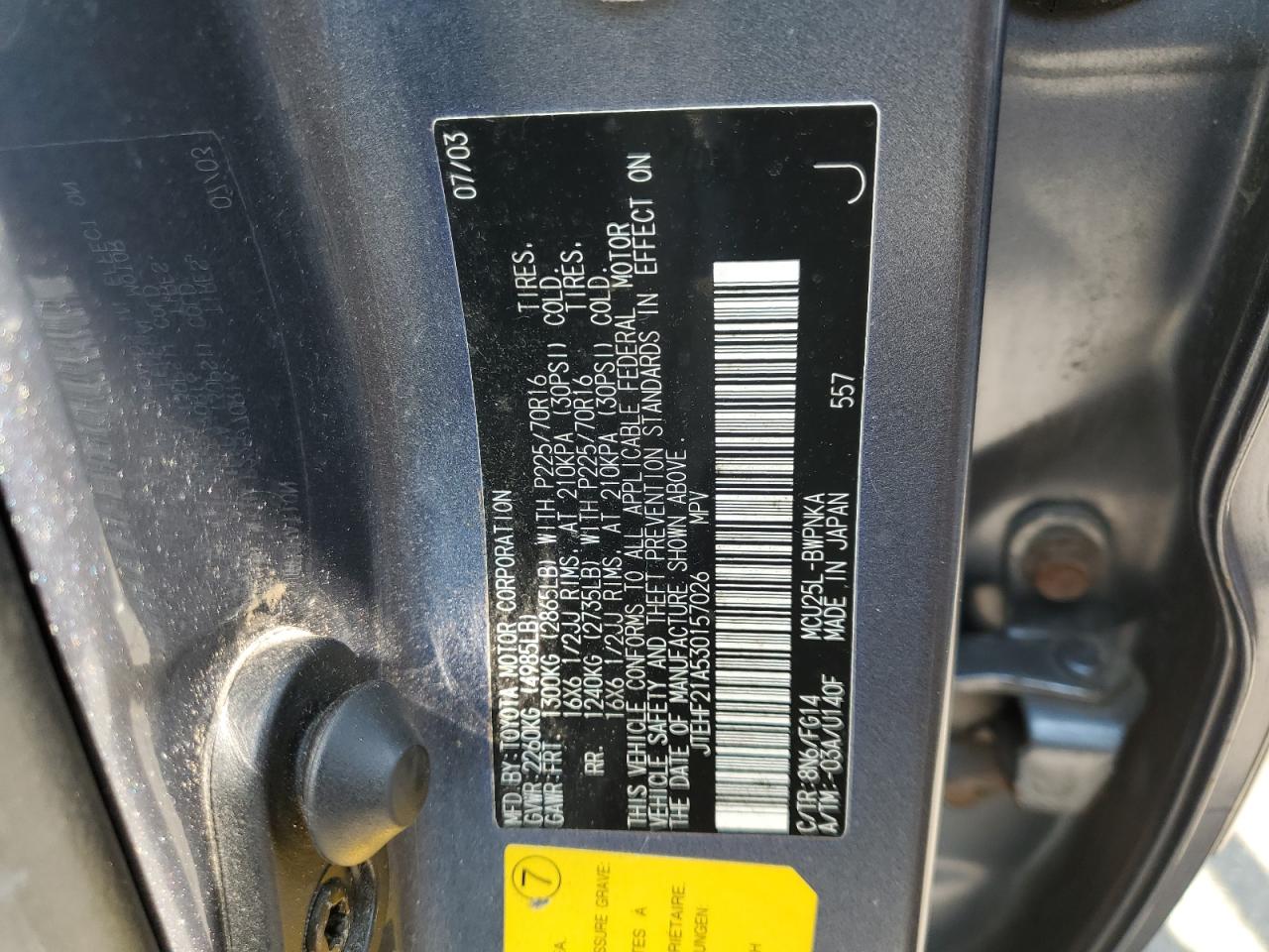 JTEHF21A530157026 2003 Toyota Highlander Limited